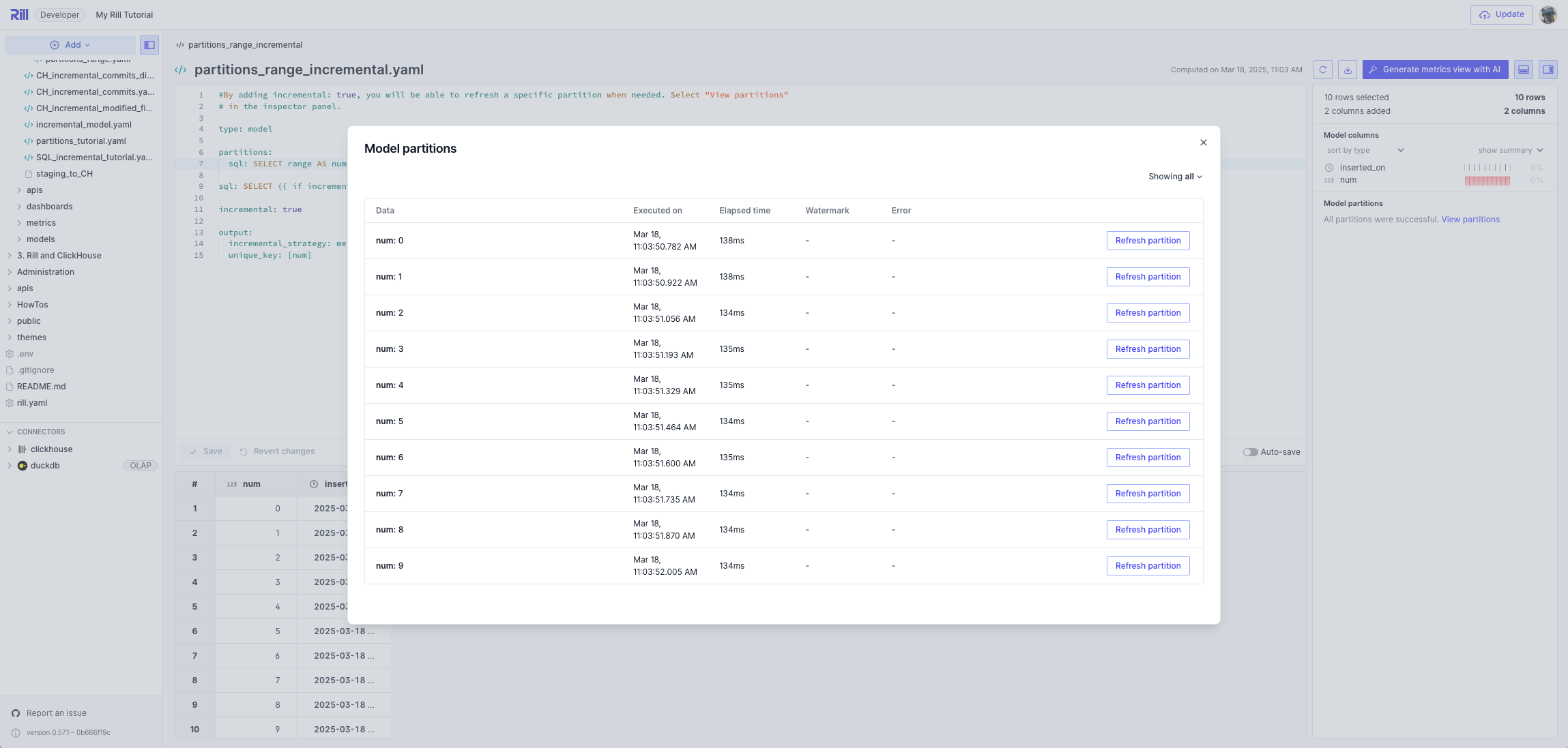 Incremental Partitions Developer