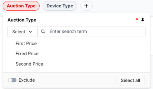 Pin and required controls in a canvas filter dropdown
