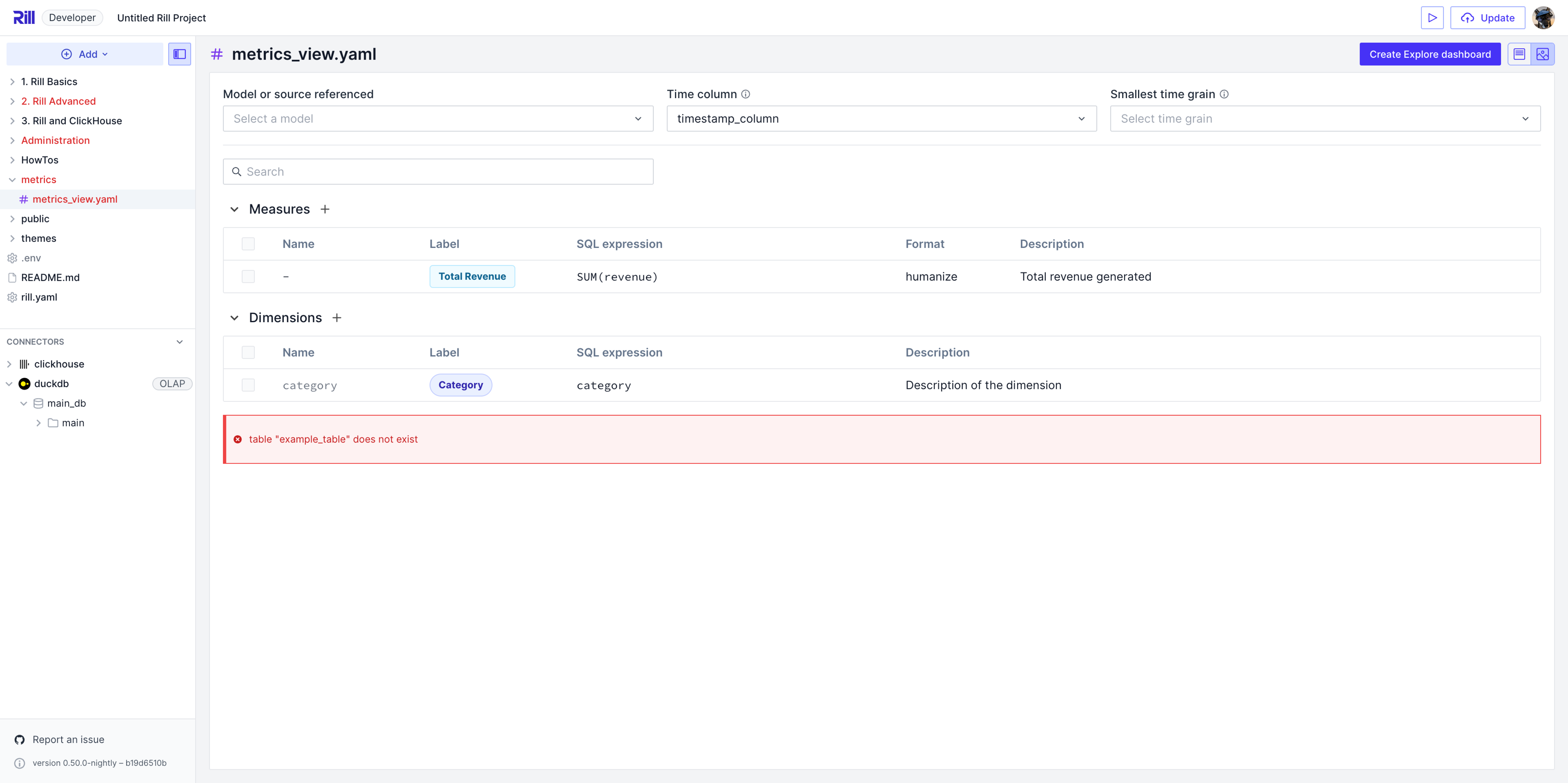 Visual Metrics Editor