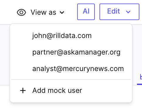 View as dropdown listing mock users